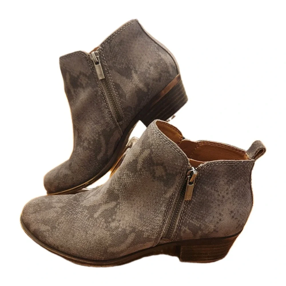 Lucky Brand Womens Basel Grey Snakeskin‎ Look Booties Size 8 M